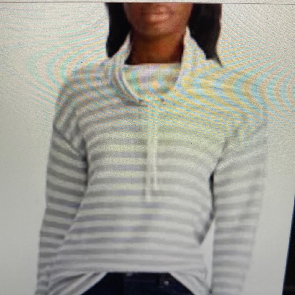 Chaps Cowl-Neck Stripe Sweater - size M jersey type material - like …